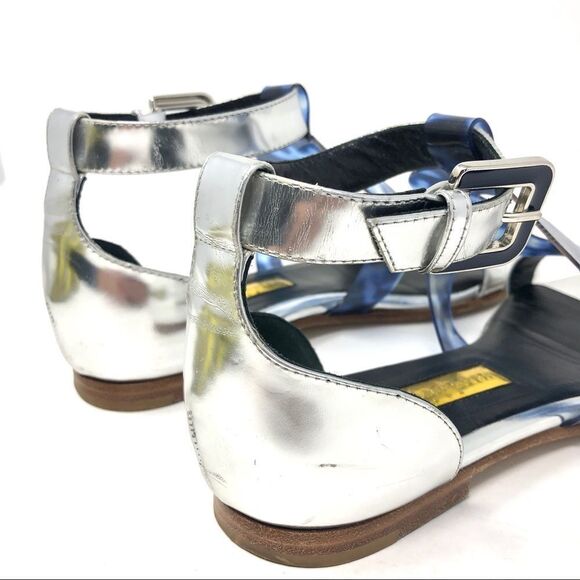 RUPERT Sanderson Silver & Clear Blue Sandals 37.5 - Picture 7 of 11
